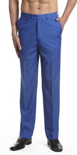CONCITOR Mens Dress Pants Trousers Flat Front Slacks ROYAL BLUE 36