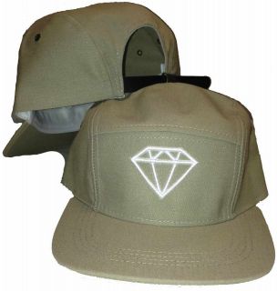 DIAMOND 5 Panel Cadet Khaki White Hat Army Military Leather Strap Made 