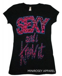 SEXY AND I KNOW IT LEOPARD WOMENS T SHIRT JR STYLE CUTE FUNNY HUMOR