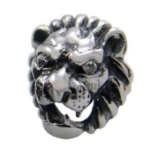   316L Mens Cool Silver King Lion CZs Stainless Steel Stud Earrings