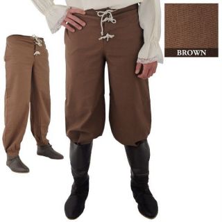   RENAISSANCE PIRATE MUSKETEER VIKING Mens All Period Brown COTTON PANTS