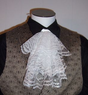 White Lace Cravat & Cuffs Mens Costume Wear Jabot Great for a VAMPIRE 