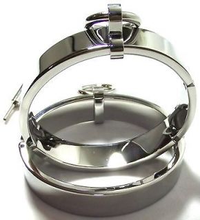 LOCKING STEEL OVAL WRIST CUFFS POLISHED SHACKLES REMOVEABLE O RING 