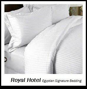 1200 Thread Count Stripe White Olympic Queen Sheet Set 100% Egyptian 