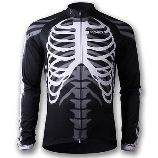 Mens Long Sleeve Skeleton Cycling Jersey Bicycle Shirt M/L/XL/XXL/XXXL 
