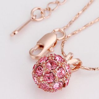   Xmas & birthday gift18K Rose Gold Plated+ shamballa necklaces Pink