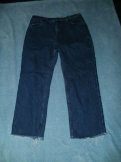 PENMANS 14 MID rise hem cut off RELAXED blue washed frayed jeans 33x26