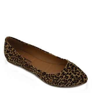 CITY CLASSIFIED SADLER S TAN CHEETAH SUEDE POINTED TOE SLIP ON FLATS