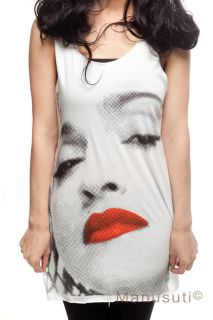 MADONNA Red Lips Sexy Pop Queen Art WOMEN TANK TOP T SHIRT Vest Dress 