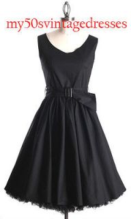 50s Audrey Hepburn Style Little Black Dress Size XS Pinup Vintage 