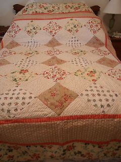 SHABBY COTTAGE FLORAL QUEEN QUILT SHAMS  THROW PILLOW SET SO CHIC L@@K