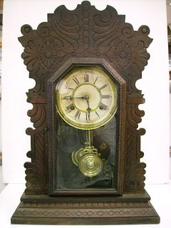   1890 ginger bread wooden clock.Waterbury clock co.Very good condition