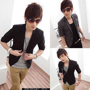 2011 NEW Mens Korea Fashion Slim Fit Shirt Black Suit Top 2803
