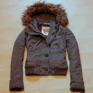Hollister Womens Coat Jacket Outerwear Hoody Plaid Lining Fur Hood 