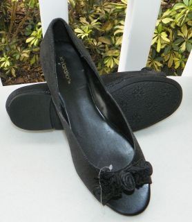 New xhilaration Black Open Peep Toe Flats Shoes Womens 6.5 FREE 