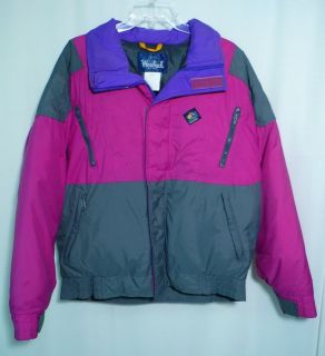 WOOLRICH womans DOWN QUILTED JACKET M pink, gray, purple PRE OWNED