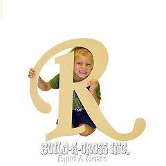 Unfinished Wooden Letter (R) 24 Big Paintable Cutout Craft Letters