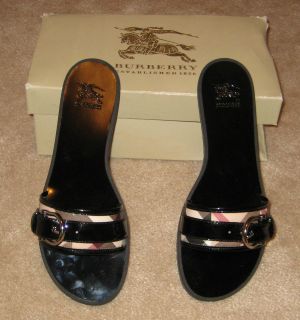 Burberry Nova Check and Black Flip Flop Sandal, Size 41 EU/10 US
