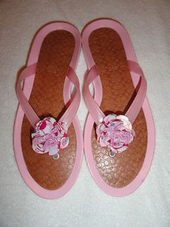 NEW COACH LOGO WOMENS PINK JELLY THONG FLIP FLOPS SANDALS SHOES SIZE 9