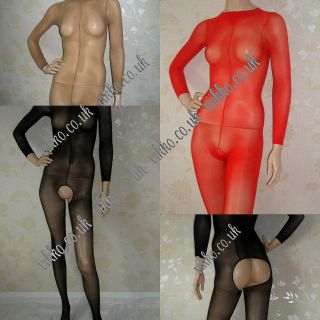 15 Denier Sheer Long Sleeve Bodystocking( Crotchless/Wit​h Crotch)
