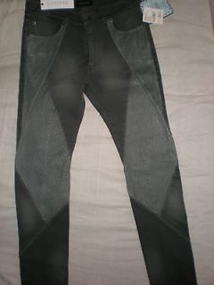 SUPERFINE Mens Denim+Leather Skinny Jeans W30 Diamond Day Style Made 