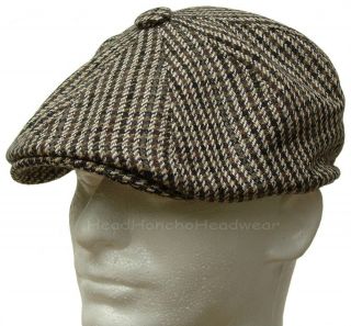 Wool Blend HOUNDS TWEED GATSBY Cap Men Newsboy Ivy Hat Golf Driving 