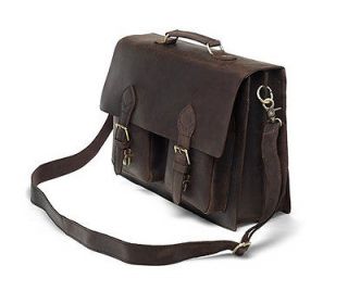   Style Leather Briefcase Messenger Laptop Bag Satchel Case Large 16.5