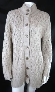 JILL BEIGE SUPER SOFT THICK CABLE KNIT COTTON ANGORA LONG SWEATER 