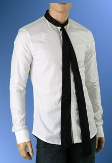NEW BALENCIAGA MENS GORGEOUS WHITE WITH BLACK TIE DRESS SHIRT XL