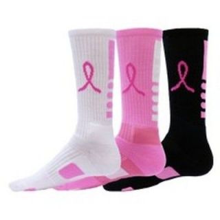   Lion Ribbon Legend Crew Breast Cancer Awareness Socks Pink Black White