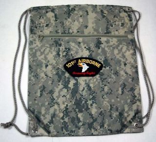 101st AIRBORNE CAMO DRAWSTRING BACKPACK TOTE BAG