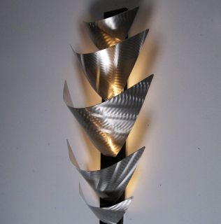   Metal Wall Art Accent Lamp Painting Sculpture Home Decor Silver
