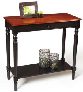 French Country Cherry/Black Wood Foyer Entry Hall Table