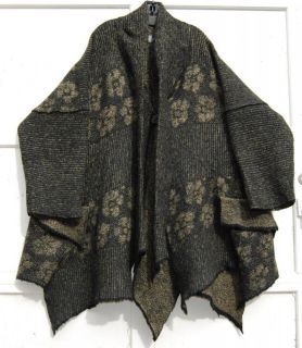   Design BLACK/BEIGE MELANGE Heavy Weight Wool Asymmetric Sweater Coat