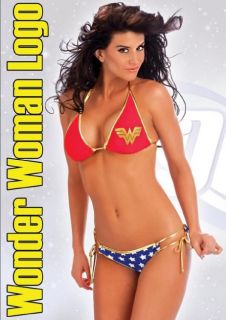 Wonder Woman Symbol Stars Halter String Bikini Set Officially Licensed 