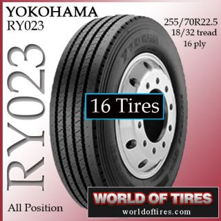 16 tires Yokohama RY023 255/70R22.5 22.5 tire semi truck tires 255 70 