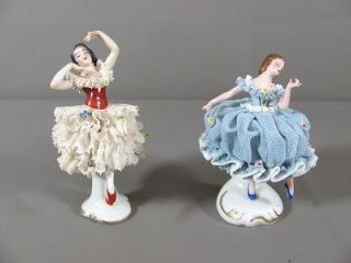Pair of Dresden Lace Figurines MZ Ireland & Aelteste Volkstedter 