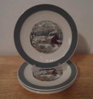 WILLIAM ADAMS & SONS ENGLAND OLD WINTER SCENES SET OF 4 DISHES