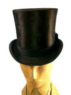 Antique Mens Stove Pipe Hat w Box 1880s JH Windsor