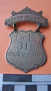 Abner Hunt Co F 31st Iowa Volunteer Infantry Wounded Civil War Veteran 