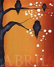 PRINT ABRIL Painting FOLK ART MODERN BIRDS POP TREE CONTEMPORARY WARM 