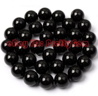   12mm 10mm 8mm 6mm 4mm Round Black Agate Onyx Gemstone Beads Strand 15