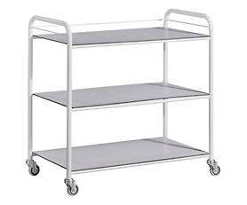 New Medical Laundry kitchen trolley cart 3 trays white painted steel 