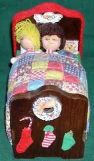 ENESCO Wooden Children Sleeping in Bed Music Box/ Coaster Holder
