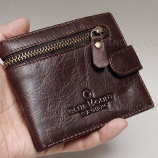 New Genuine Cowhide Leather Slim Mens clutch Wallet Purse ZIPPERED 