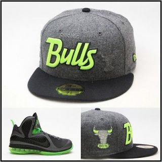 New Era Chicago Bulls Custom Fitted Hat For Lebron 9 IX Dark Grey 