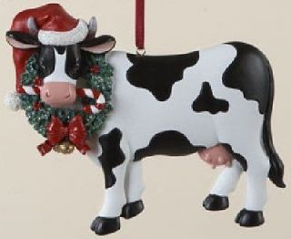Christmas Cow with Wreath Christmas Tree Ornament