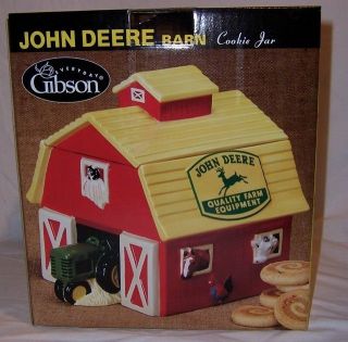   Deere Barn Cookie Jar With Tractor Animals Cute Merry Christmas Gift