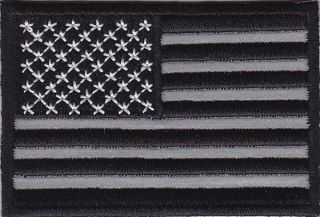 Black and White) ***U.S. AMERICAN FLAG*** REFLECTIVE Biker Patch