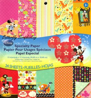   Mickey & Friends 12x12 Scrapbooking Paper Pad 24 Sheets EK SUCCESS New